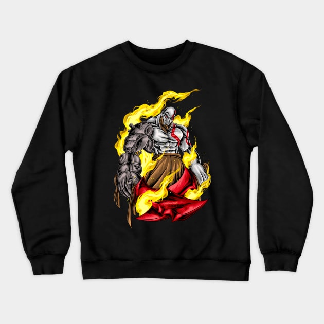 angry kratos Crewneck Sweatshirt by TOSSS LAB ILLUSTRATION